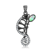 Hollow Chameleon Opel Stone Zircon Silver Necklace
